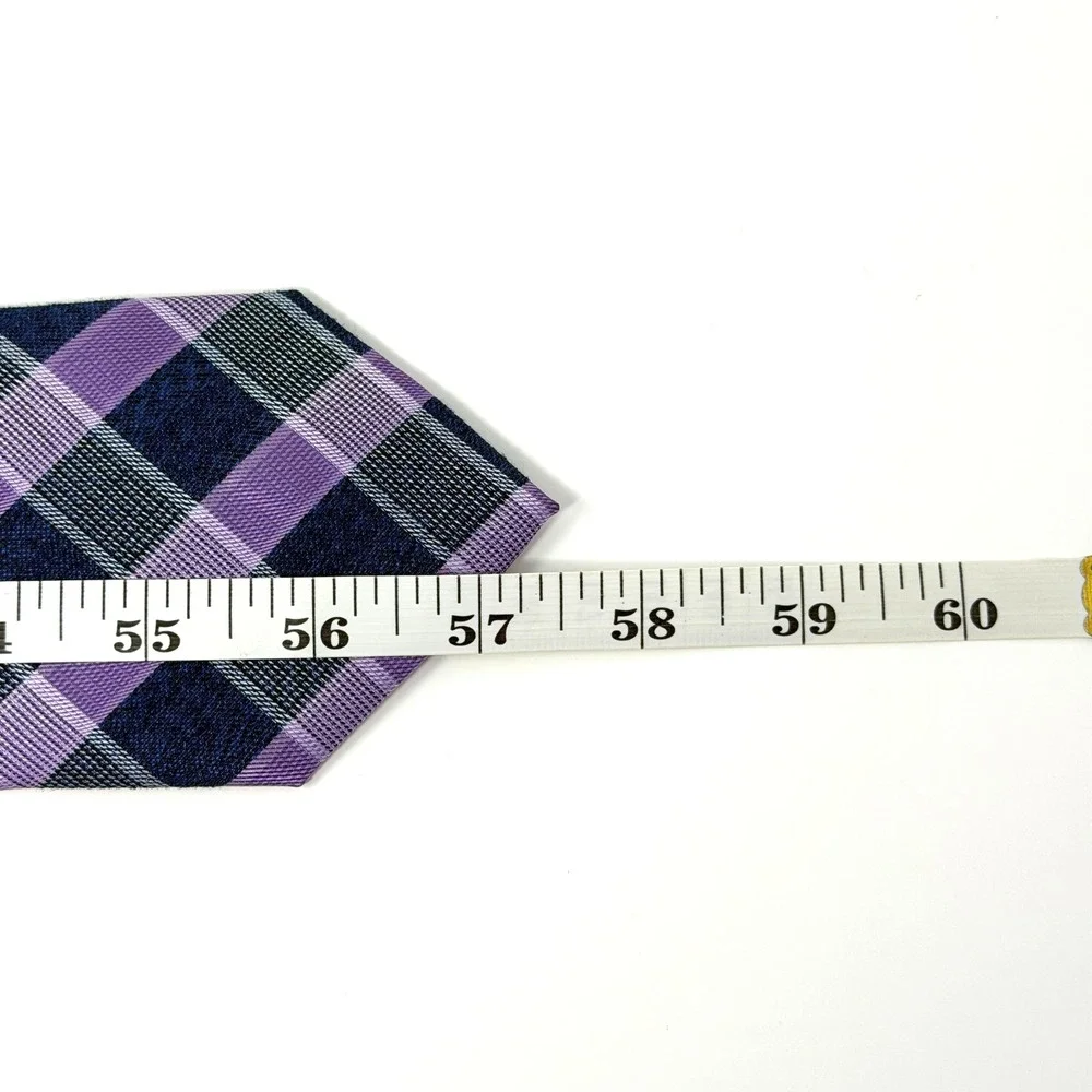 Michael Kors Plaid Silk Tie Purple‎ Blue Gray Classic Mens 57.5x3